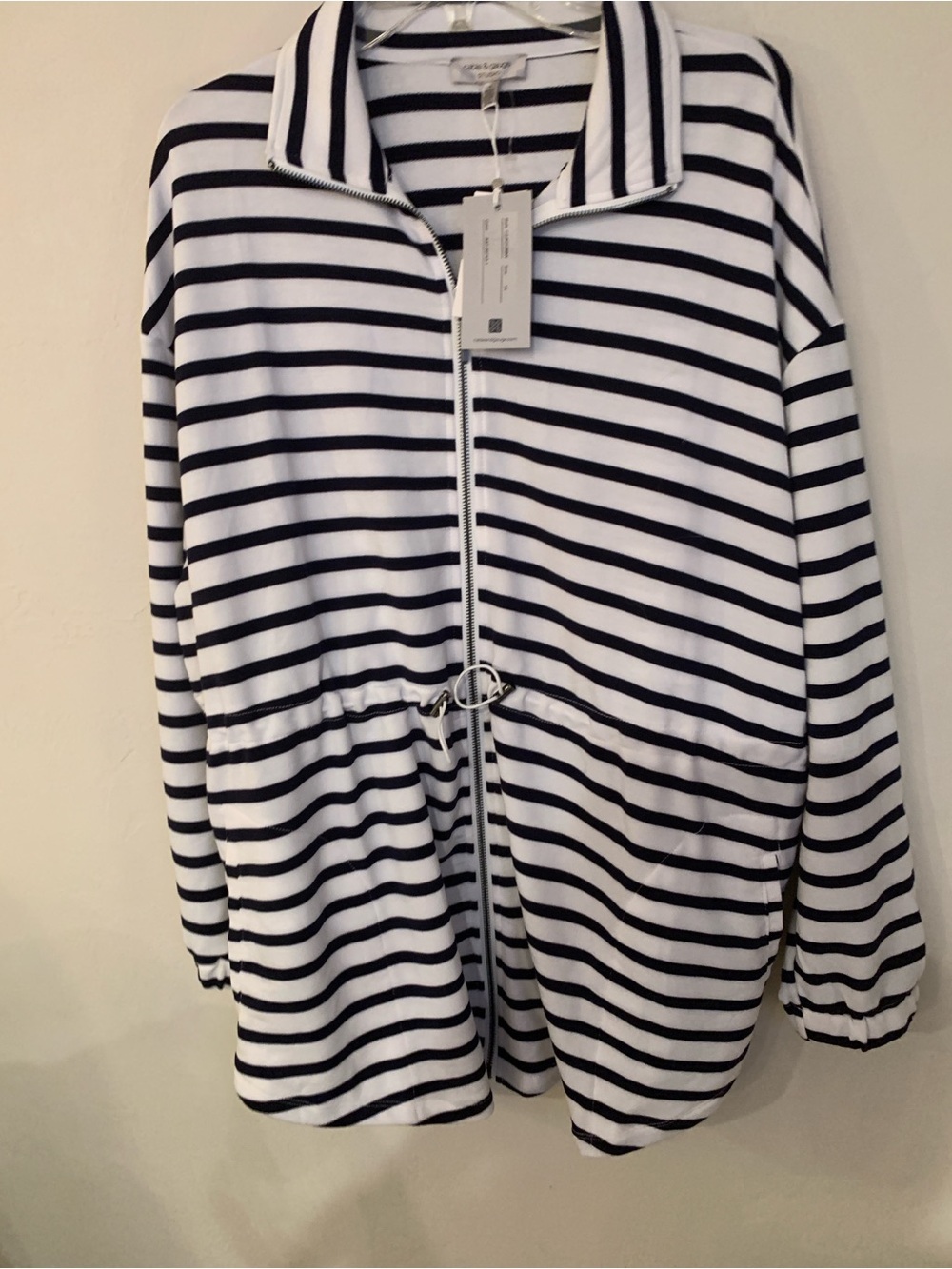 Cable & Gauge Black and White Striped Zip Soft Terry Jacket NWT retail $88 1X - Picture 10 of 11